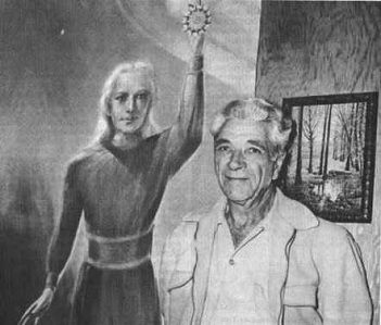George Adamsky ( droite) et Orthon de Vnus reprsent derrire lui